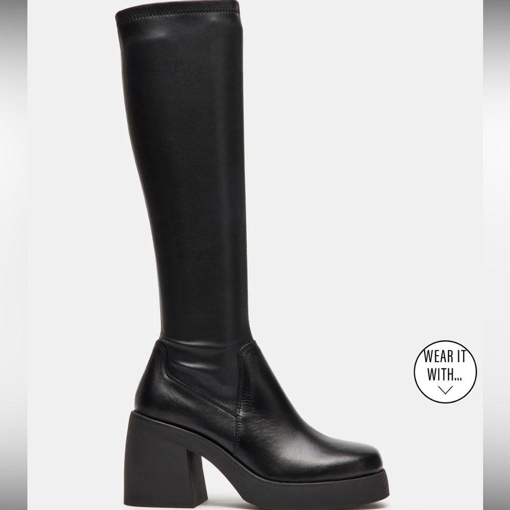 Steve Madden Black Platform Heeled Boots
